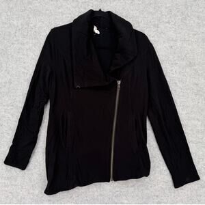 Helmut Lang Villous Black Asymmetrical Zip Knit Jacket Women's Size MEDIUM